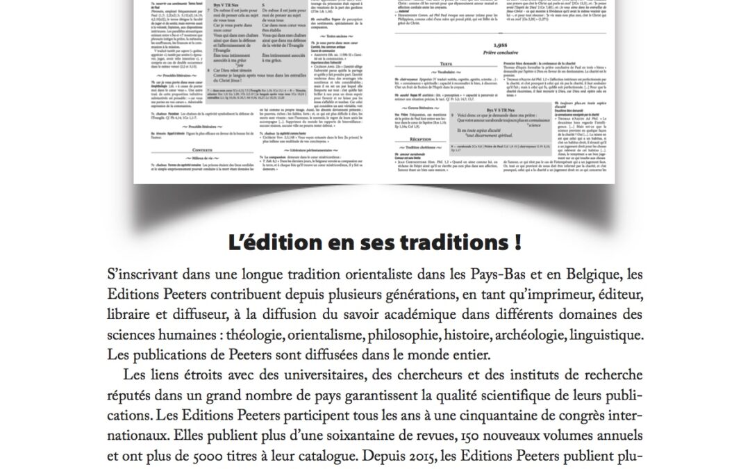 PEETERS : l’édition en ses traditions